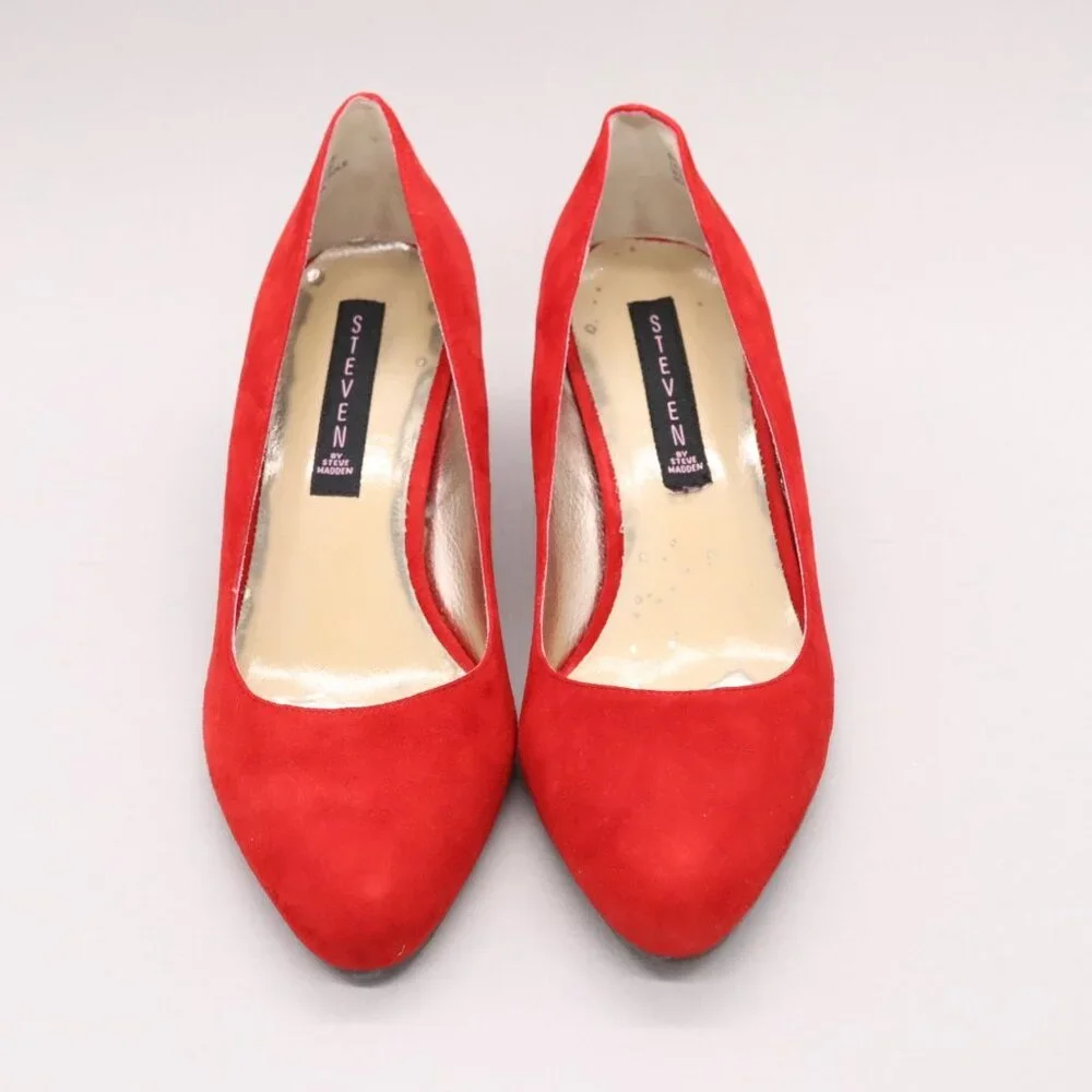 STEVEN BY Steve Madden Bouco Red Suede Wedge Heels Womens Size‎ 7.5 B